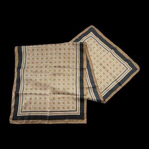 Vintage Glentex Scarf Geometric Brown Cream & Black 100% Polyester Made In Japan